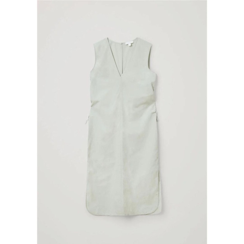 COS Tan Khaki V-Neck Sleeveless Synch Waist Sheath Dress - Size 12 - EUC